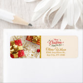 Personalized Gold & Red Festive Holiday Mailing ラベル (インサイチュ)