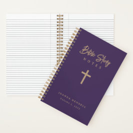 Personalized Gold Script Purple Bible Study ノートブック