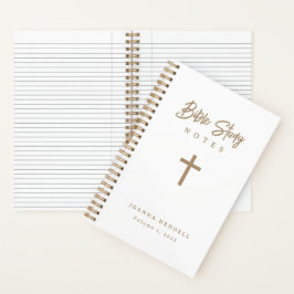 Personalized Gold Script White Bible Study ノートブック