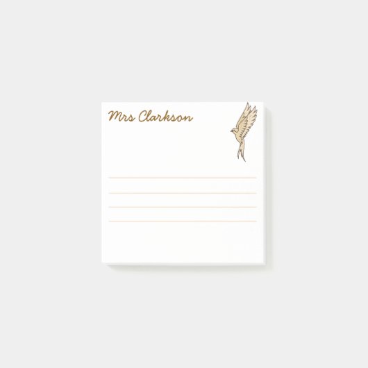 Personalized Gold Swallow for Homeschool parents ポストイット (正面)