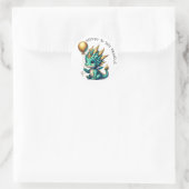 Personalized Gold Teal Dragon Boy's Birthday Party ラウンドシール (バッグ)