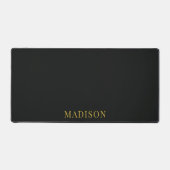 Personalized Gold Typography Name Black デスクマット (正面)