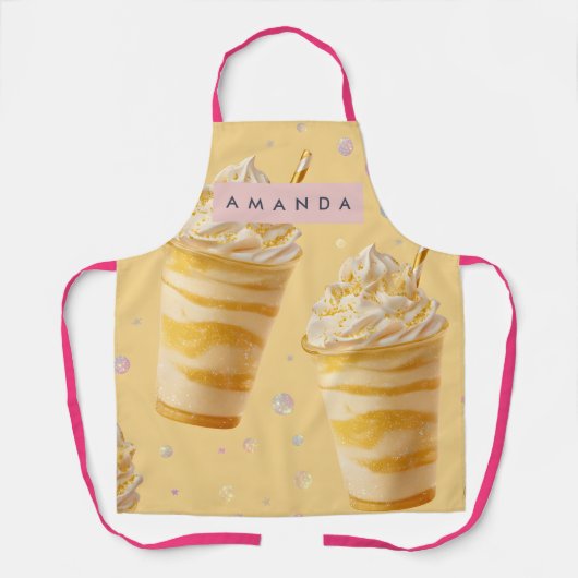 Personalized Golden Caramel Swirl Milkshake エプロン (正面)