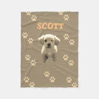 personalized golden dog blanket with custom name フリースブランケット