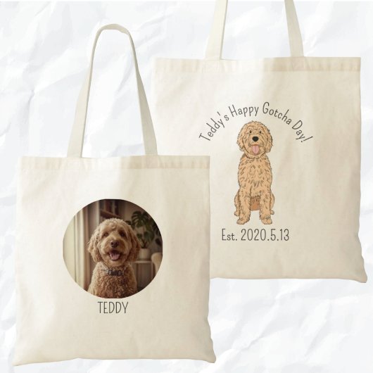 Personalized Golden Doodle Happy Gotcha Day トートバッグ