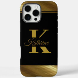 personalized golden elegant monogram  iPhone 16 pro maxケース