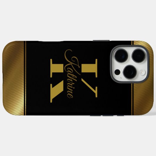 personalized golden elegant monogram Case-Mate iPhoneケース (裏面 (横))