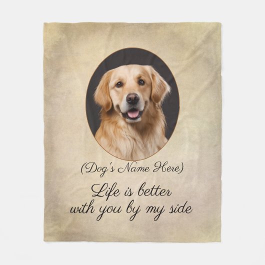 Personalized Golden Retriever by My Side Fleece Bl フリースブランケット (正面)