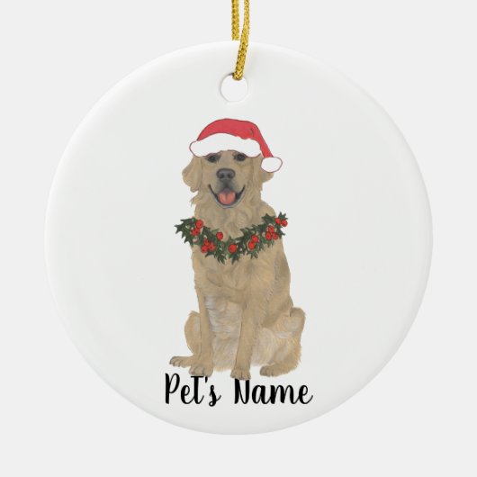 Personalized Golden Retriever Ceramic Ornament セラミックオーナメント (正面)