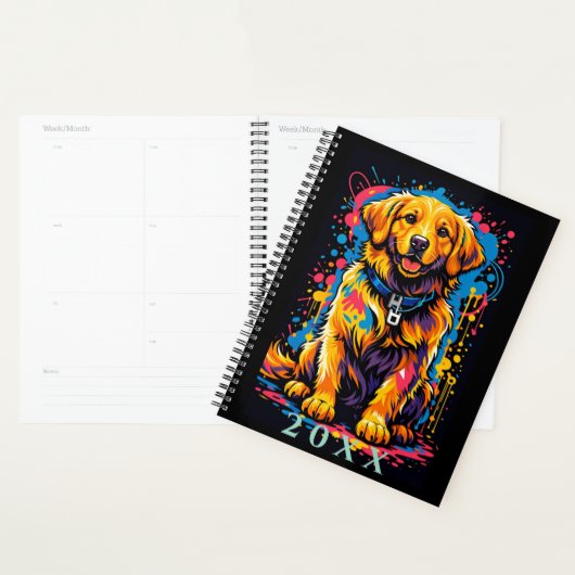 Personalized Golden Retriever Color Splash Planner プランナー手帳 (ディスプレー)