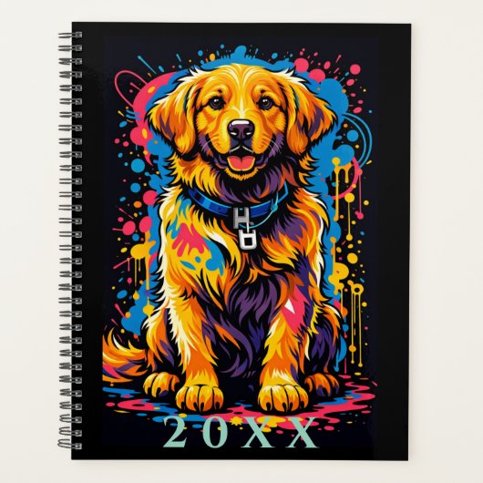 Personalized Golden Retriever Color Splash Planner プランナー手帳 (正面)