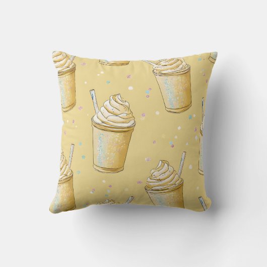 Personalized Golden Vanilla Milkshake Sparkle クッション (裏面)