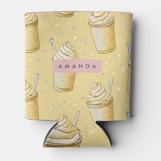 Personalized Golden Vanilla Milkshake Sparkle 缶クーラー (正面)