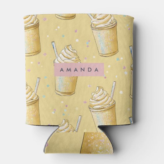 Personalized Golden Vanilla Milkshake Sparkle 缶クーラー (裏面)