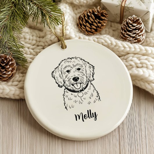 Personalized Goldendoodle Dog Christmas セラミックオーナメント