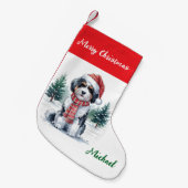 Personalized Goldendoodle Dog in Santa Hat  スモールクリスマスストッキング (正面 (吊り時))