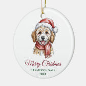 Personalized Goldendoodle Dog Santa Hat Christmas セラミックオーナメント (左)
