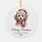 Personalized Goldendoodle Dog Santa Hat Christmas セラミックオーナメント (裏面)