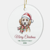 Personalized Goldendoodle Dog Santa Hat Christmas セラミックオーナメント (左)