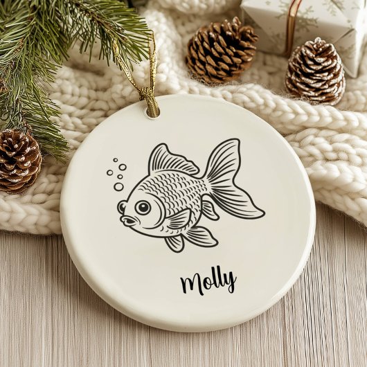 Personalized Goldfish Christmas セラミックオーナメント