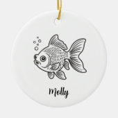 Personalized Goldfish Christmas セラミックオーナメント (正面)