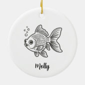 Personalized Goldfish Christmas セラミックオーナメント (裏面)
