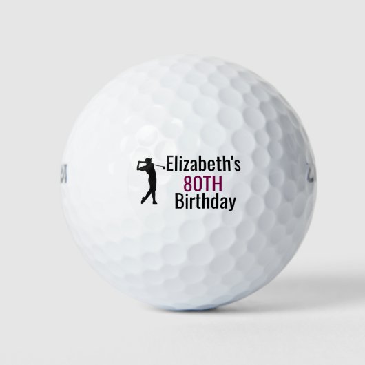 Personalized Golf Ball, 80th Birthday Golf Balls ゴルフボール (正面)