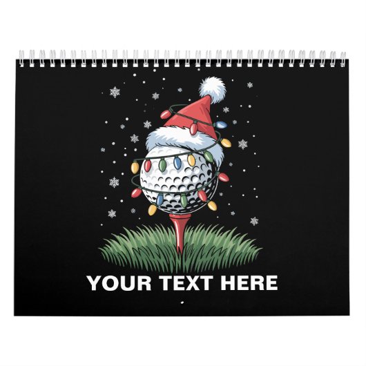 Personalized Golf Ball Christmas Tree Santa Hat  カレンダー (カバー)