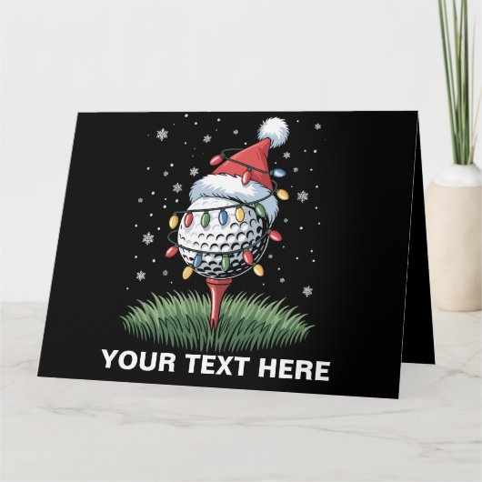 Personalized Golf Ball Christmas Tree Santa Hat  カード (正面)