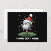 Personalized Golf Ball Christmas Tree Santa Hat  シーズンポストカード (正面/裏面)