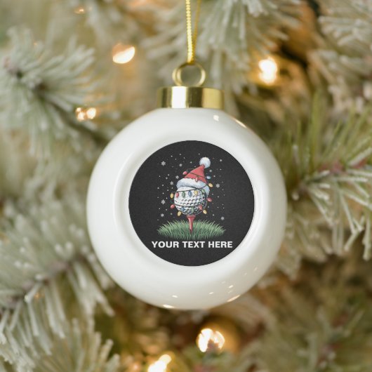 Personalized Golf Ball Christmas Tree Santa Hat  セラミックボールオーナメント (ツリー)