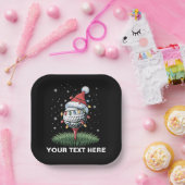 Personalized Golf Ball Christmas Tree Santa Hat  ペーパープレート (パーティー)