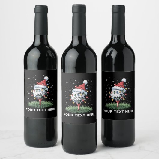 Personalized Golf Ball Christmas Tree Santa Hat  ワインラベル (ボトル)