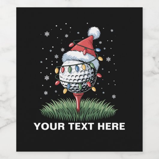Personalized Golf Ball Christmas Tree Santa Hat  ワインラベル (シングルラベル)