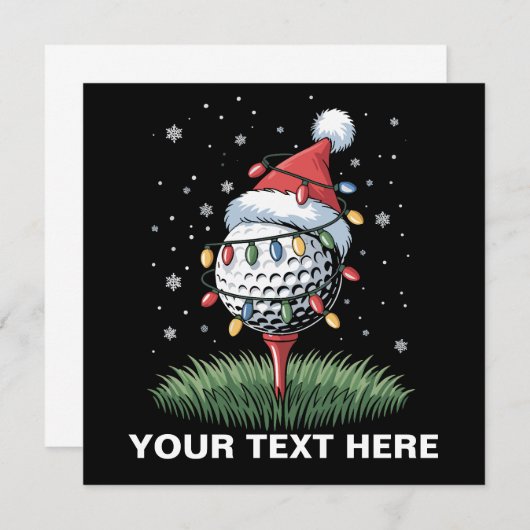 Personalized Golf Ball Christmas Tree Santa Hat  招待状 (正面/裏面)