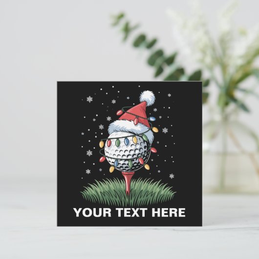 Personalized Golf Ball Christmas Tree Santa Hat 招待状 (スタンド正面)