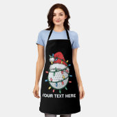 Personalized Golf Ball Santa Hat Christmas Lights エプロン (着用した状態)