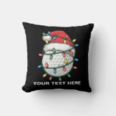 Personalized Golf Ball Santa Hat Christmas Lights クッション (正面)