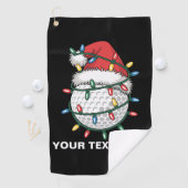 Personalized Golf Ball Santa Hat Christmas Lights ゴルフタオル (インサイチュ)