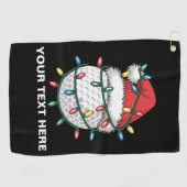 Personalized Golf Ball Santa Hat Christmas Lights ゴルフタオル (横)