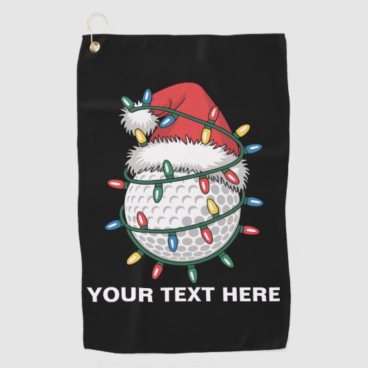 Personalized Golf Ball Santa Hat Christmas Lights ゴルフタオル (正面)
