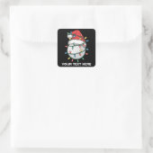 Personalized Golf Ball Santa Hat Christmas Lights スクエアシール (バッグ)