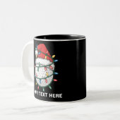 Personalized Golf Ball Santa Hat Christmas Lights ツートーンマグカップ (正面左)