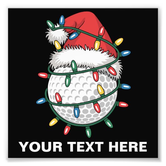 Personalized Golf Ball Santa Hat Christmas Lights フォトプリント (正面)