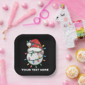 Personalized Golf Ball Santa Hat Christmas Lights ペーパープレート (パーティー)