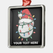 Personalized Golf Ball Santa Hat Christmas Lights メタルオーナメント (左)