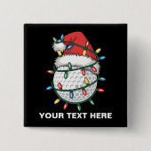 Personalized Golf Ball Santa Hat Christmas Lights 缶バッジ (正面)