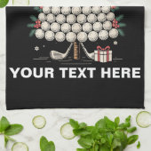 Personalized Golf Christmas Tree Equipment Family キッチンタオル (折り畳み)