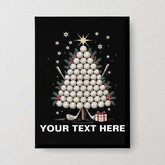 Personalized Golf Christmas Tree Equipment Family 缶バッジ (正面)