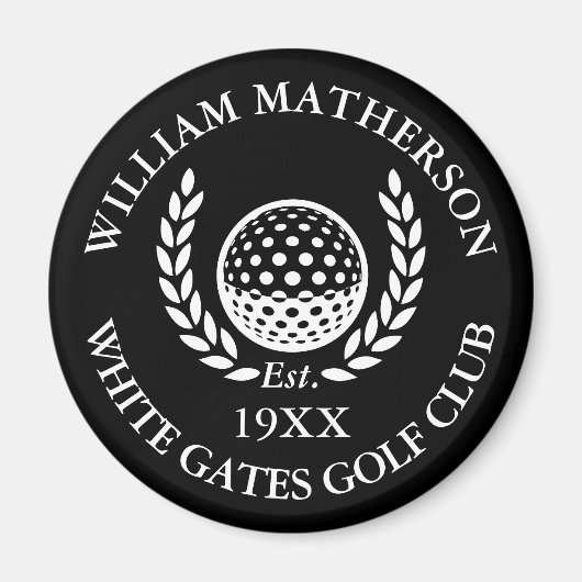 Personalized Golf Club Name Black And White マグネット (正面)